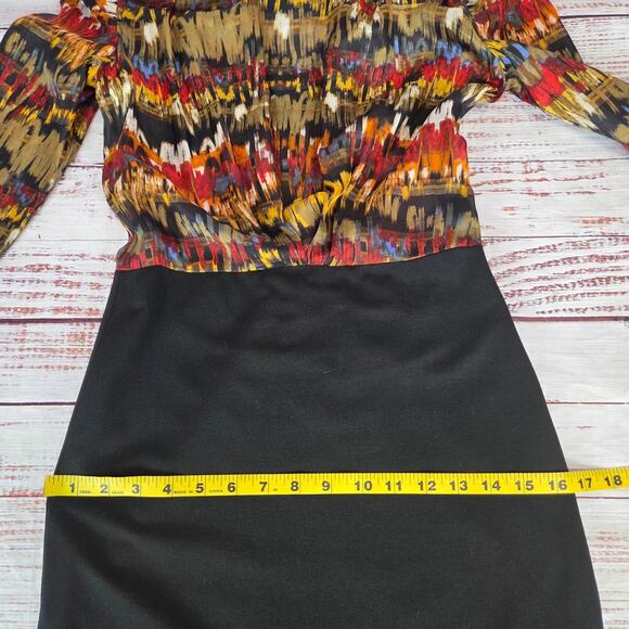 Aryn K Bodycon Mini Dress with Silk Top S Pleated High Neck Fitted Skirt Party - Picture 12 of 15